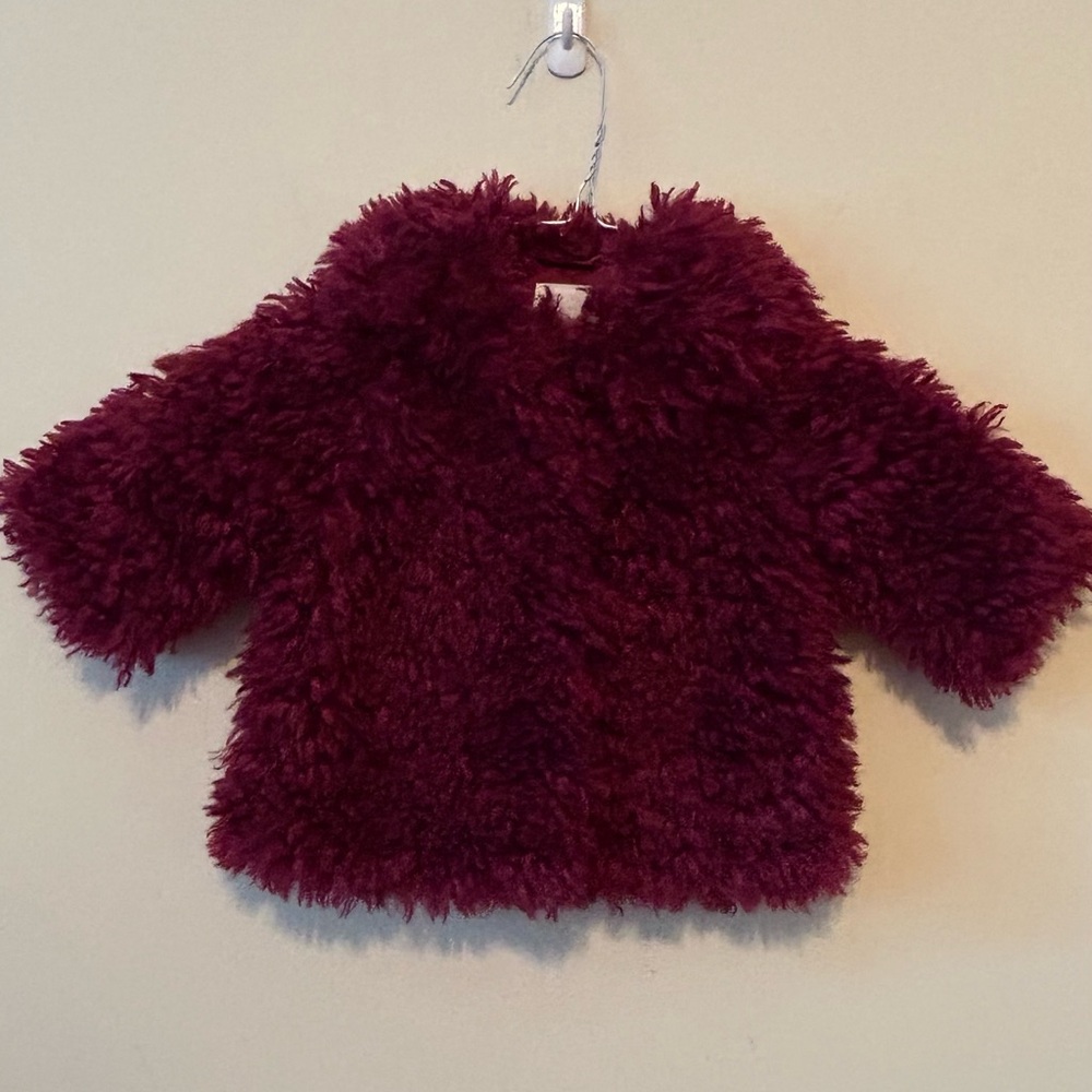 Janie and Jack Girl's Size‎ 12-18 Months Faux Fur Burgundy Jacket Coat